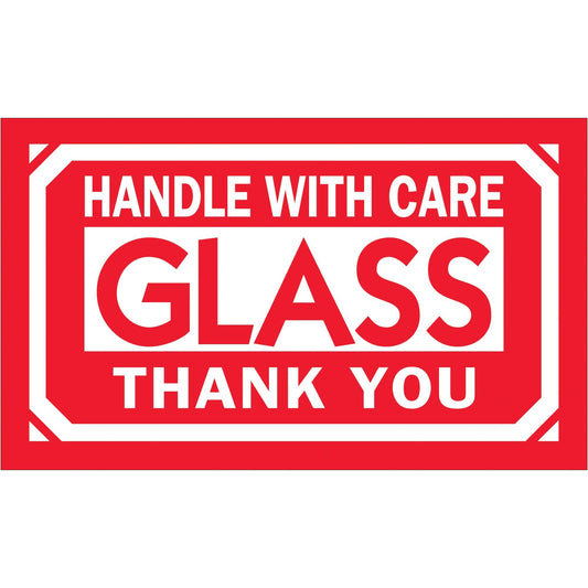 3 x 5" - "Glass - Handle With Care" Labels - DL1170