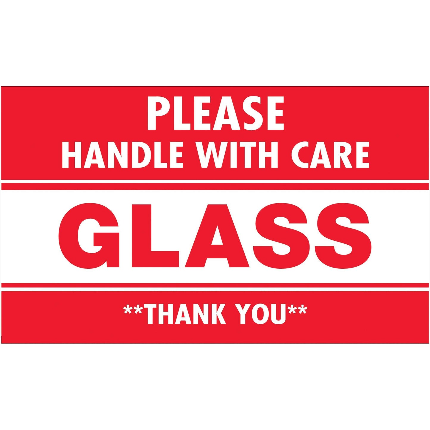 3 x 5" - "Glass - Please Handle With Care" Labels - SCL566