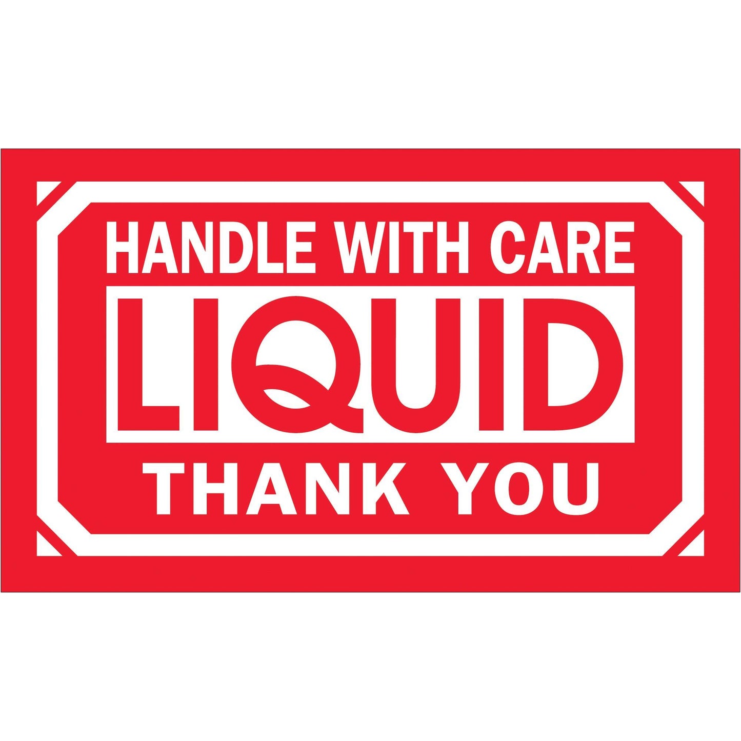 3 x 5" - "Handle With Care - Liquid - Thank You" Labels - DL1064