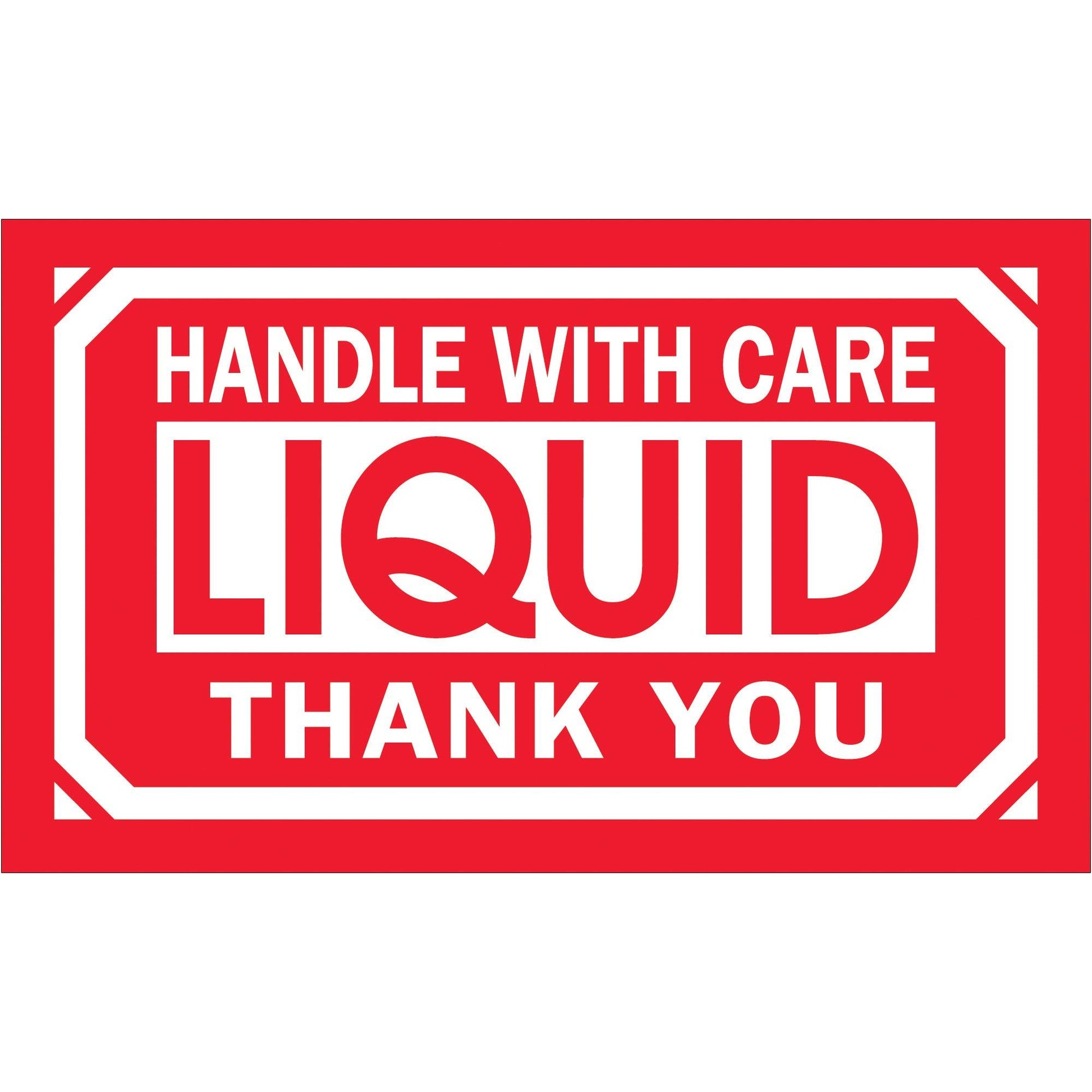 3 x 5" - "Handle With Care - Liquid - Thank You" Labels - DL1064