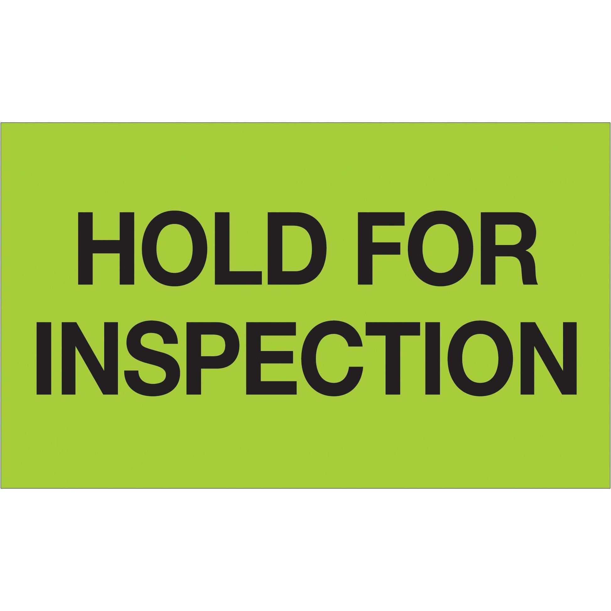 3 x 5" - "Hold For Inspection" (Fluorescent Green) Labels - DL1222