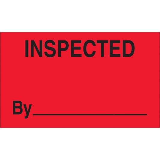 3 x 5" - "Inspected By" (Fluorescent Red) Labels - DL3281