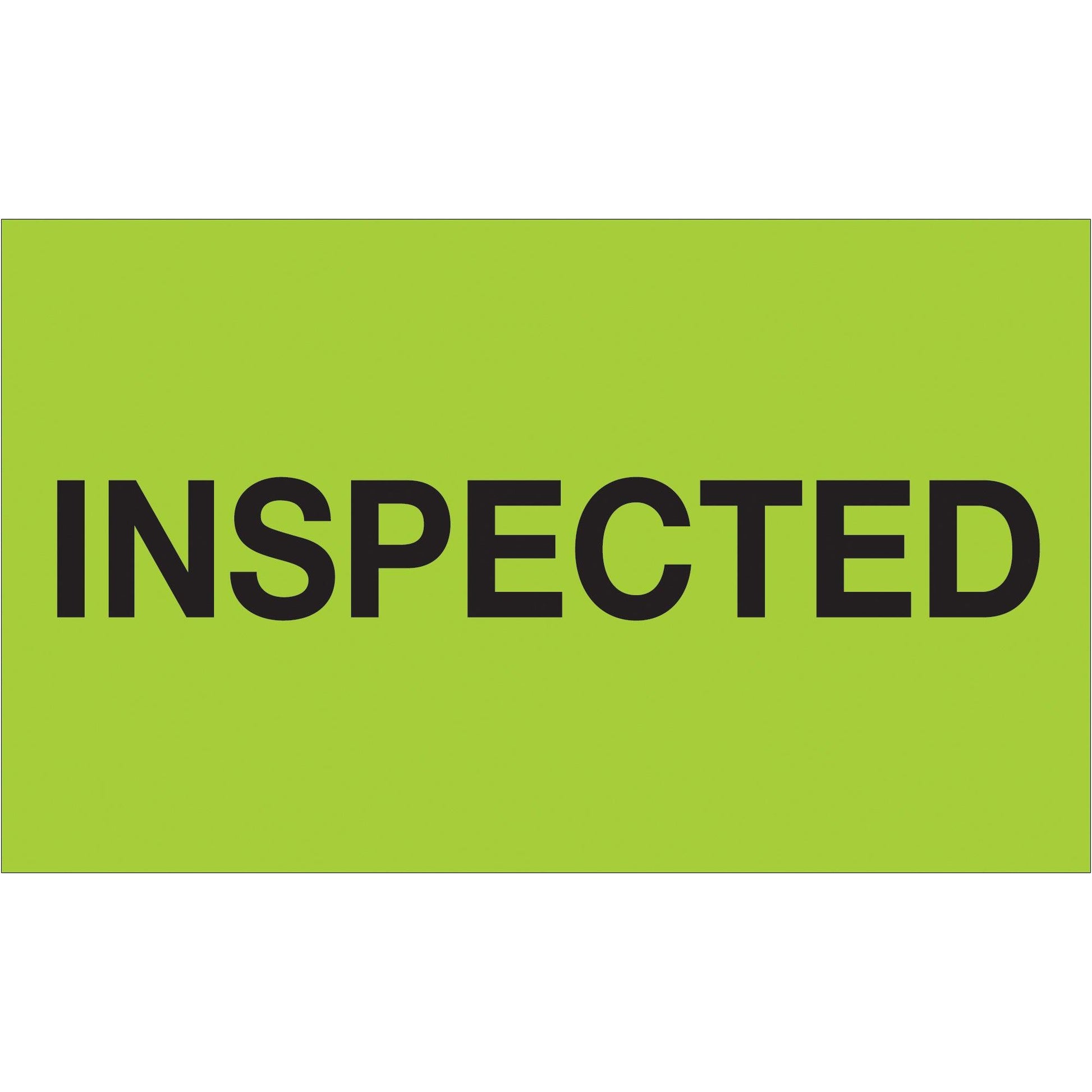 3 x 5" - "Inspected" (Fluorescent Green) Labels - DL1164