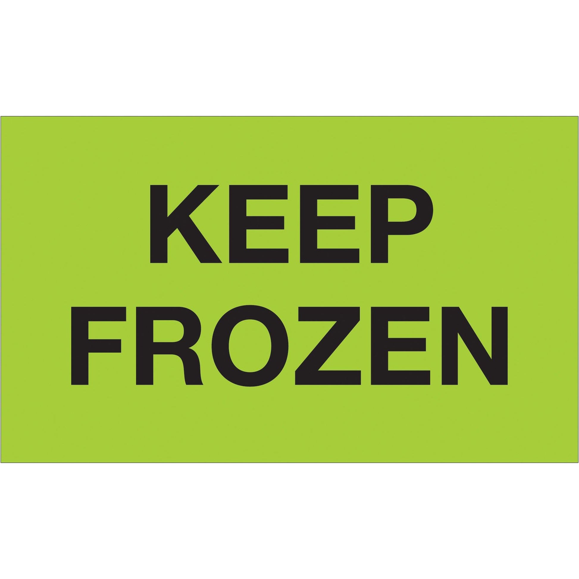 3 x 5" - "Keep Frozen" (Fluorescent Green) Labels - DL1114