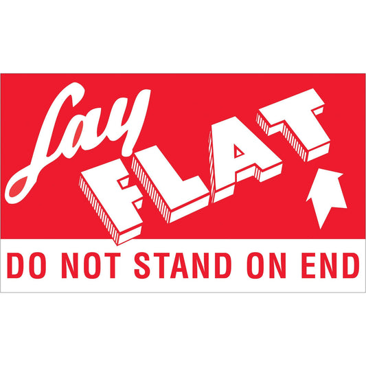 3 x 5" - "Lay Flat - Do Not Stand On End" Labels - DL1420