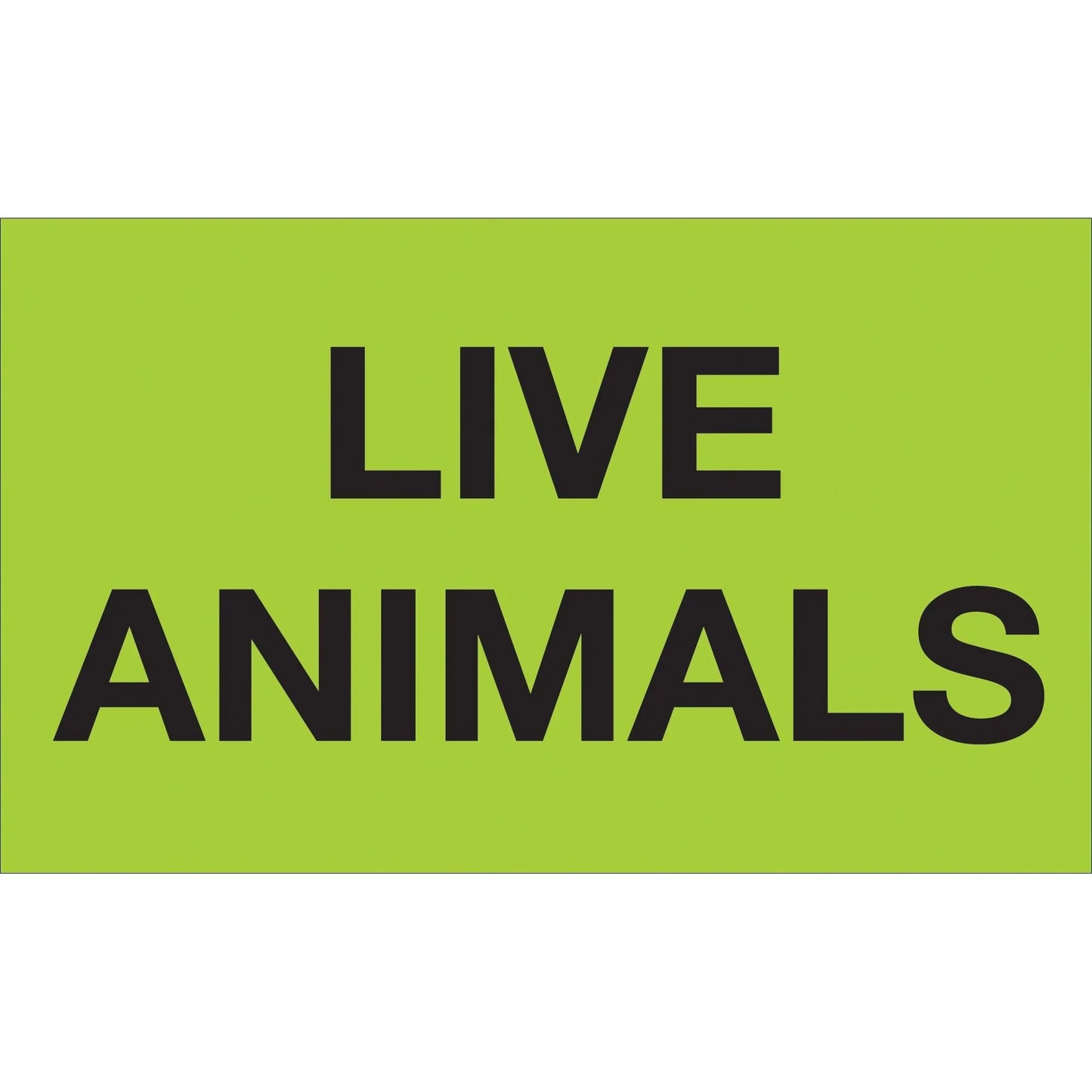 3 x 5" - "Live Animals" (Fluorescent Green) Labels - DL3411 Box Packaging Partner