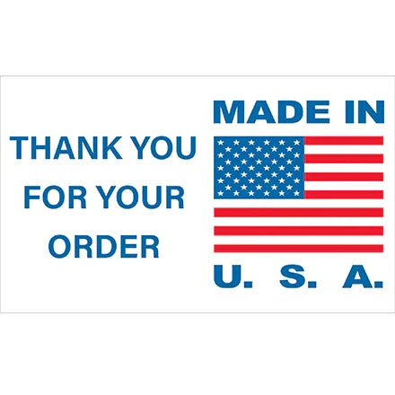 3 x 5" - "Made in USA" Labels - DL2450 Box Packaging Partner