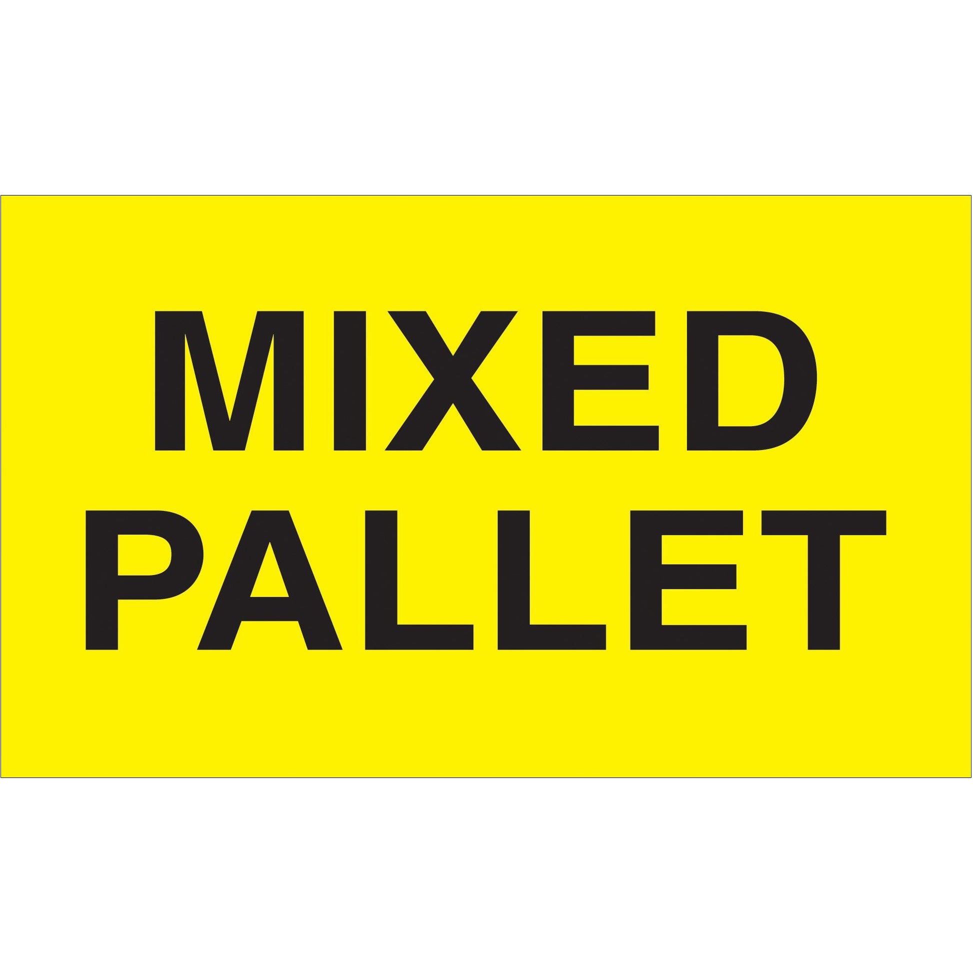 3 x 5" - "Mixed Pallet" (Fluorescent Yellow) Labels - DL2481