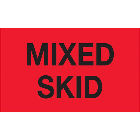 3 x 5" - "Mixed Skid" (Fluorescent Red) Labels - DL1113