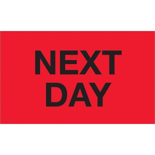 3 x 5" - "Next Day" (Fluorescent Red) Labels - DL1119