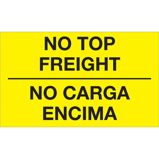 3 x 5" - "No Carga Encima" (Fluorescent Yellow) Bilingual Labels - DL1089