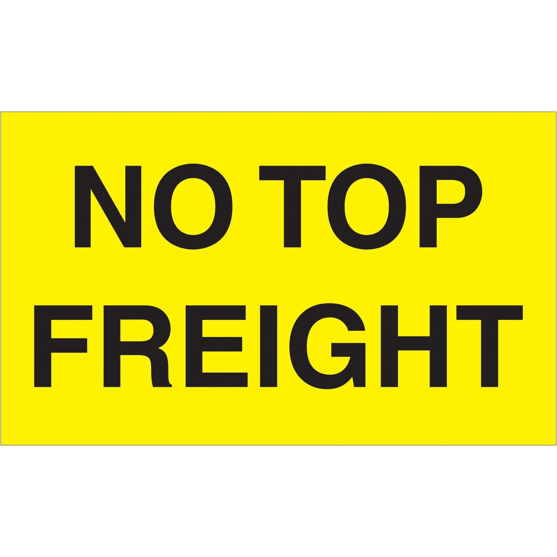 3 x 5" - "No Top Freight" (Fluorescent Yellow) Labels - DL2741