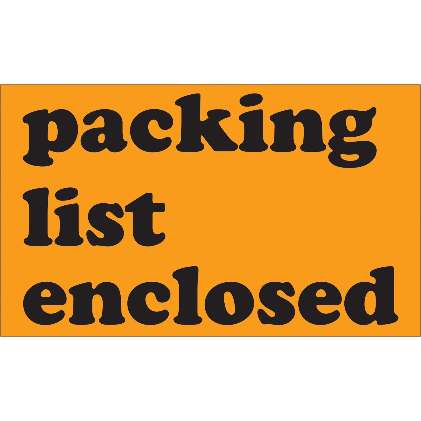 3 x 5" - "Packing List Enclosed" (Fluorescent Orange) Labels - SCL561