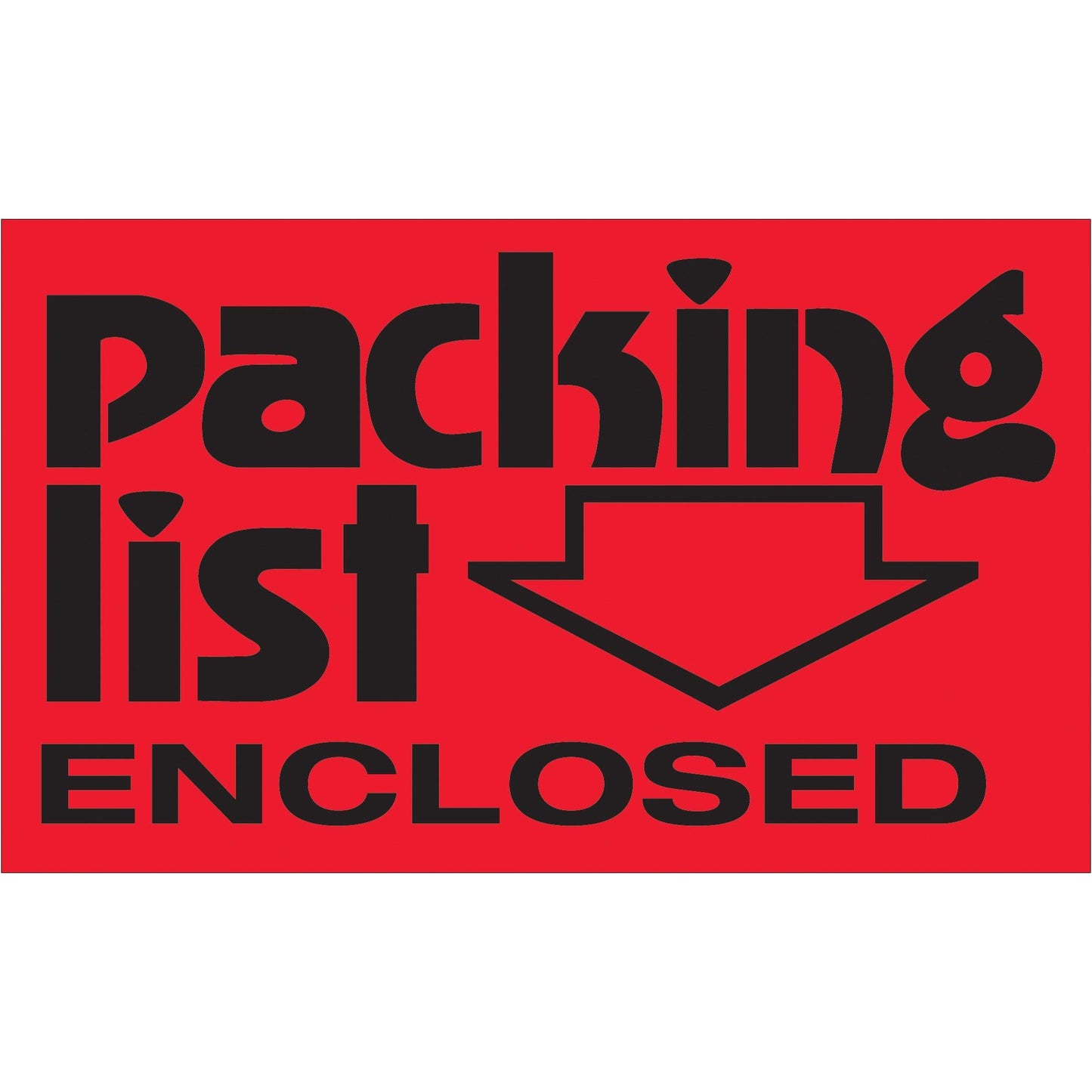 3 x 5" - "Packing List Enclosed" (Fluorescent Red) Labels - DL1203