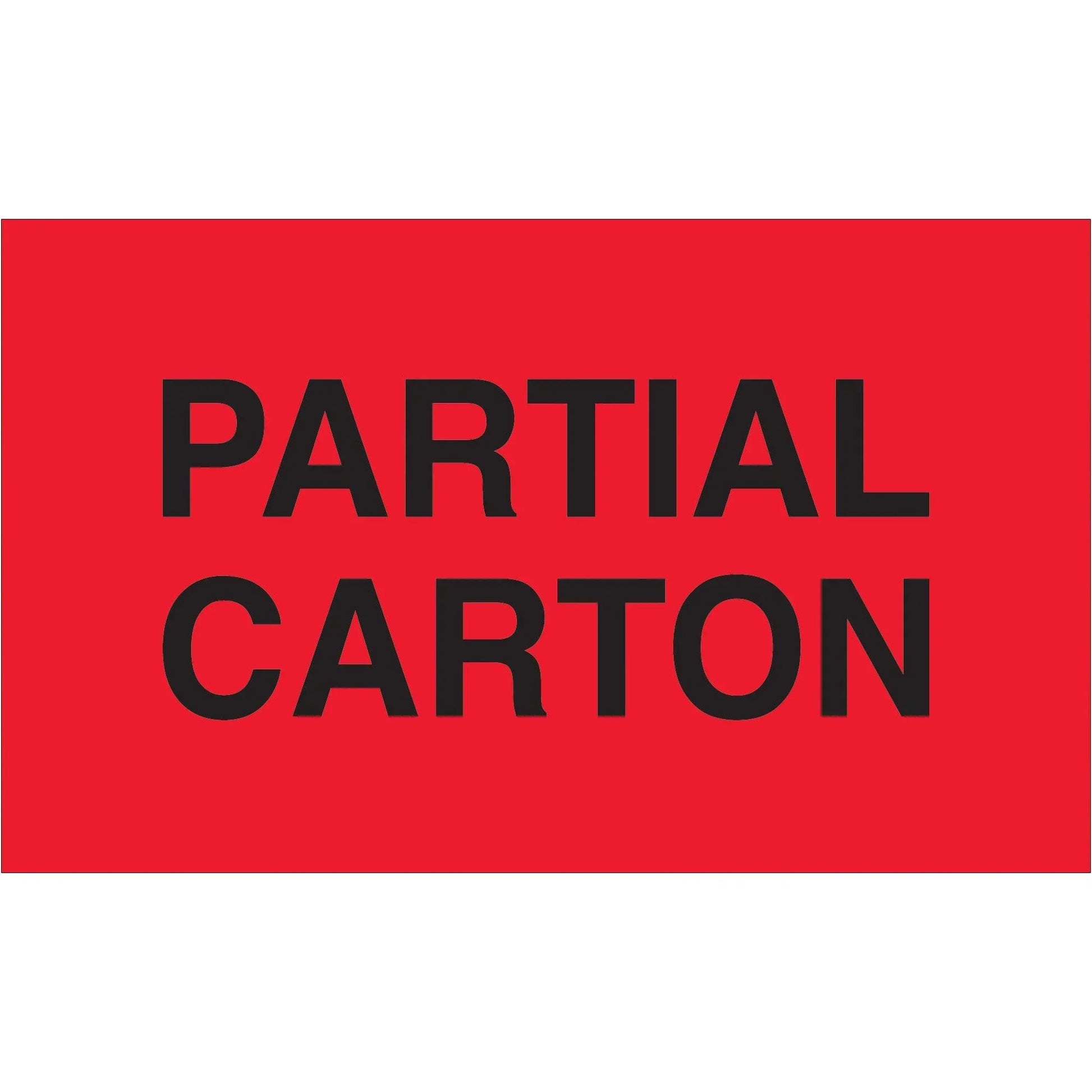 3 x 5" - "Partial Carton" (Fluorescent Red) Labels - DL1760 Box Packaging Partner