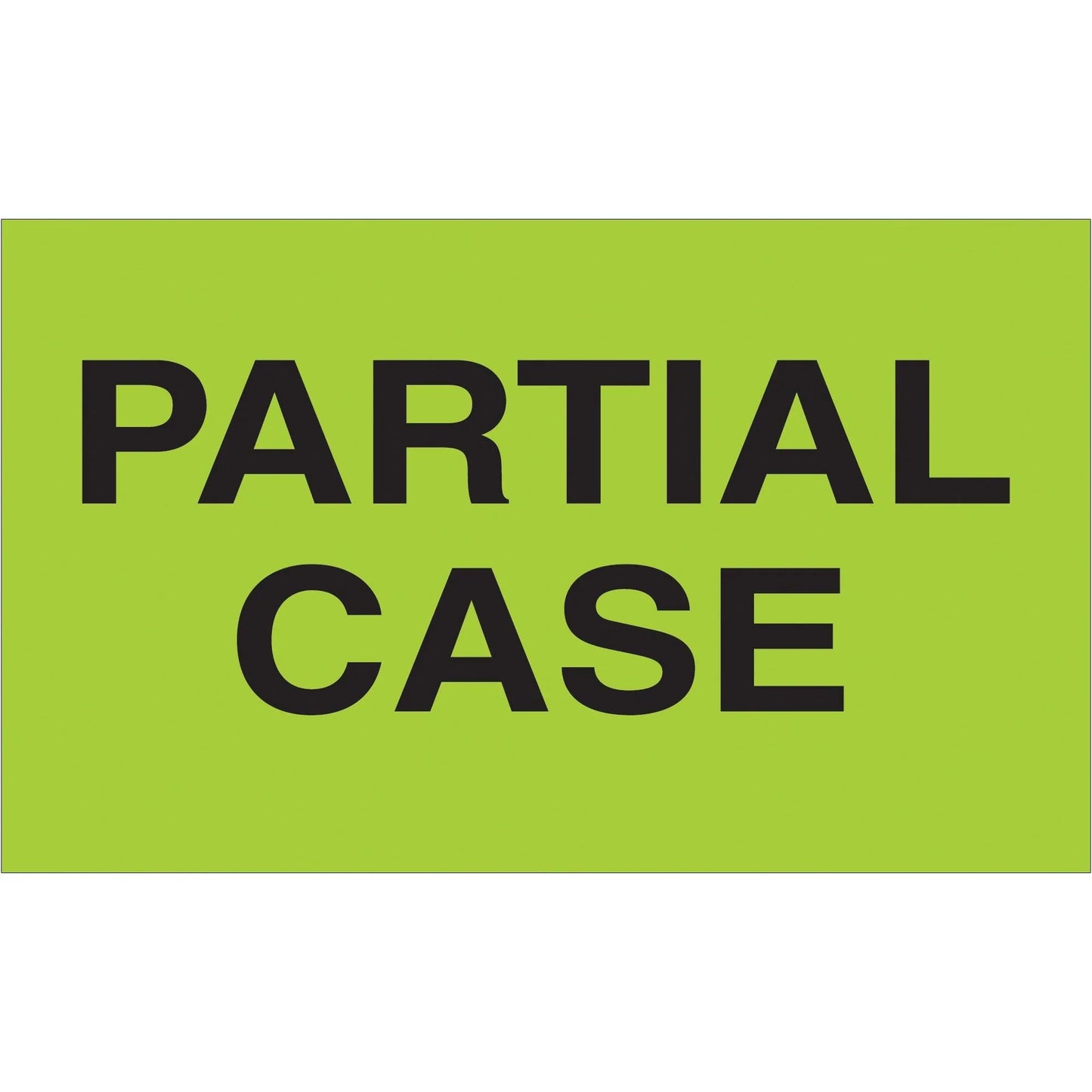 3 x 5" - "Partial Case" (Fluorescent Green) Labels - DL2581 Box Packaging Partner