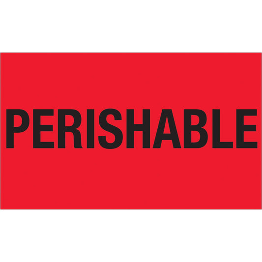 3 x 5" - "Perishable" (Fluorescent Red) Labels - DL1328