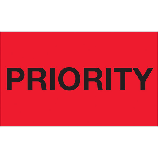 3 x 5" - "Priority" (Fluorescent Red) Labels - DL1121