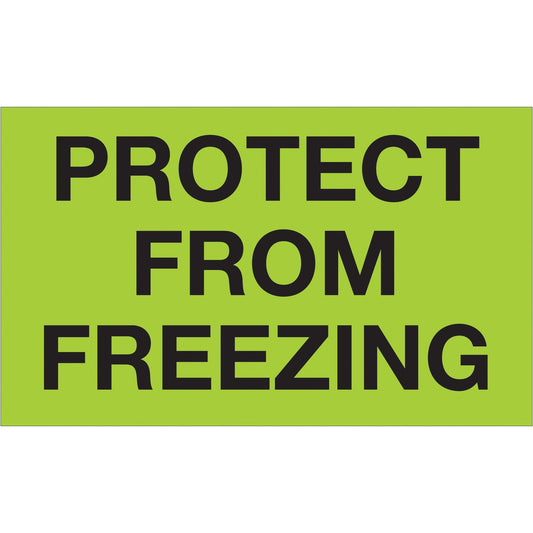 3 x 5" - "Protect From Freezing" (Fluorescent Green) Labels - DL1329