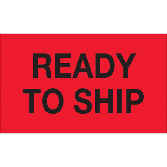 3 x 5" - "Ready To Ship" (Fluorescent Red) Labels - DL1172