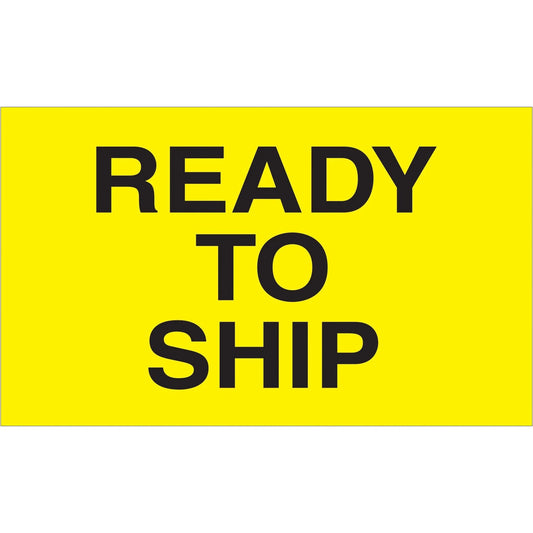 3 x 5" - "Ready to Ship" (Fluorescent Yellow) Labels - DL2641 Box Packaging Partner