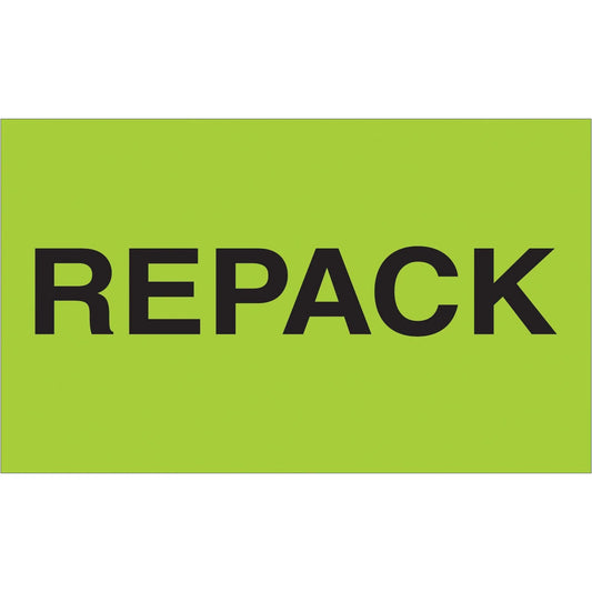 3 x 5" - "Repack" (Fluorescent Green) Labels - DL2621 Box Packaging Partner