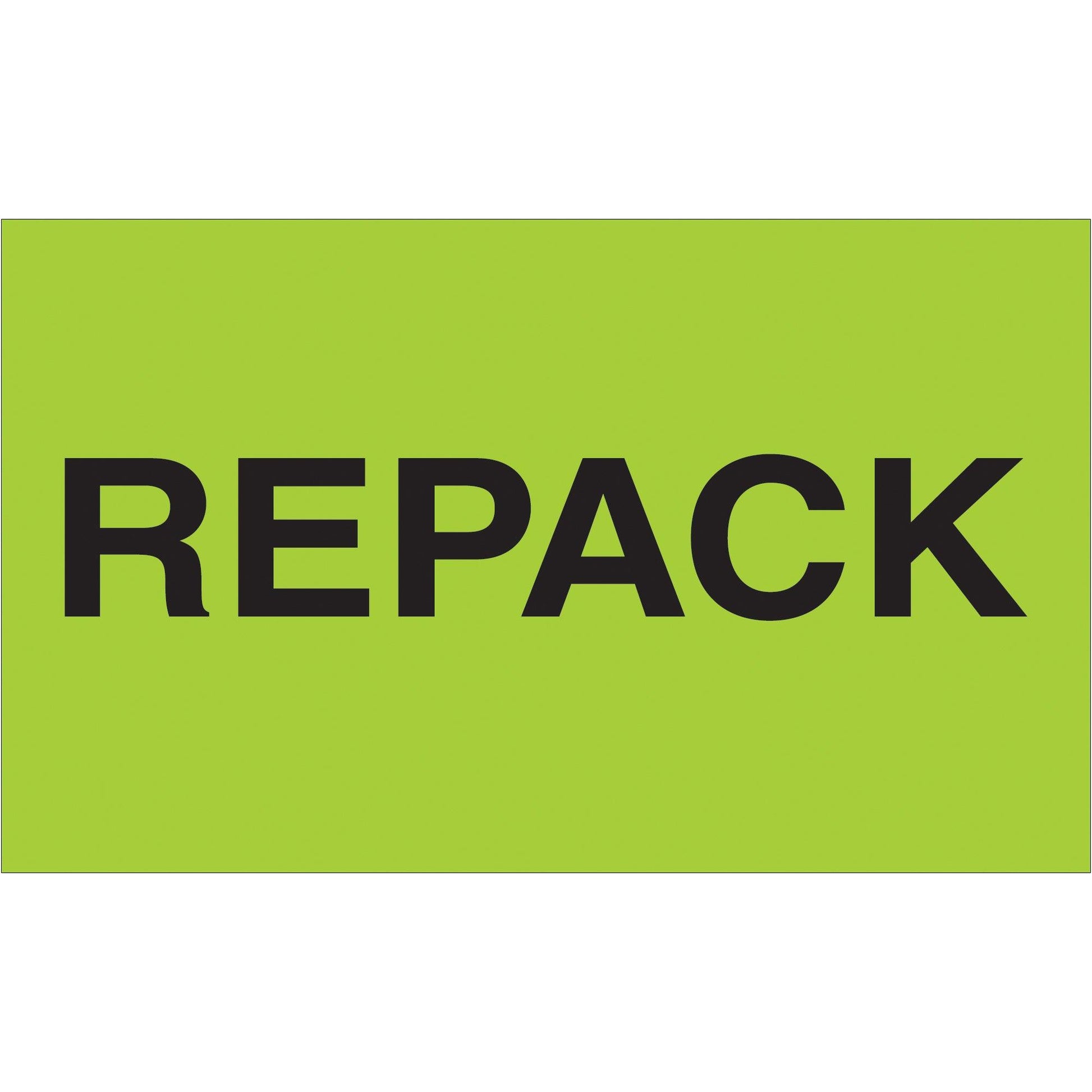 3 x 5" - "Repack" (Fluorescent Green) Labels - DL2621