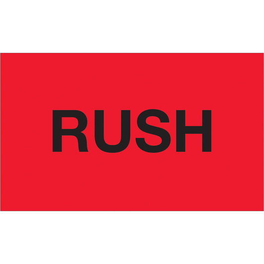 3 x 5" - "Rush" (Fluorescent Red) Labels - DL1368