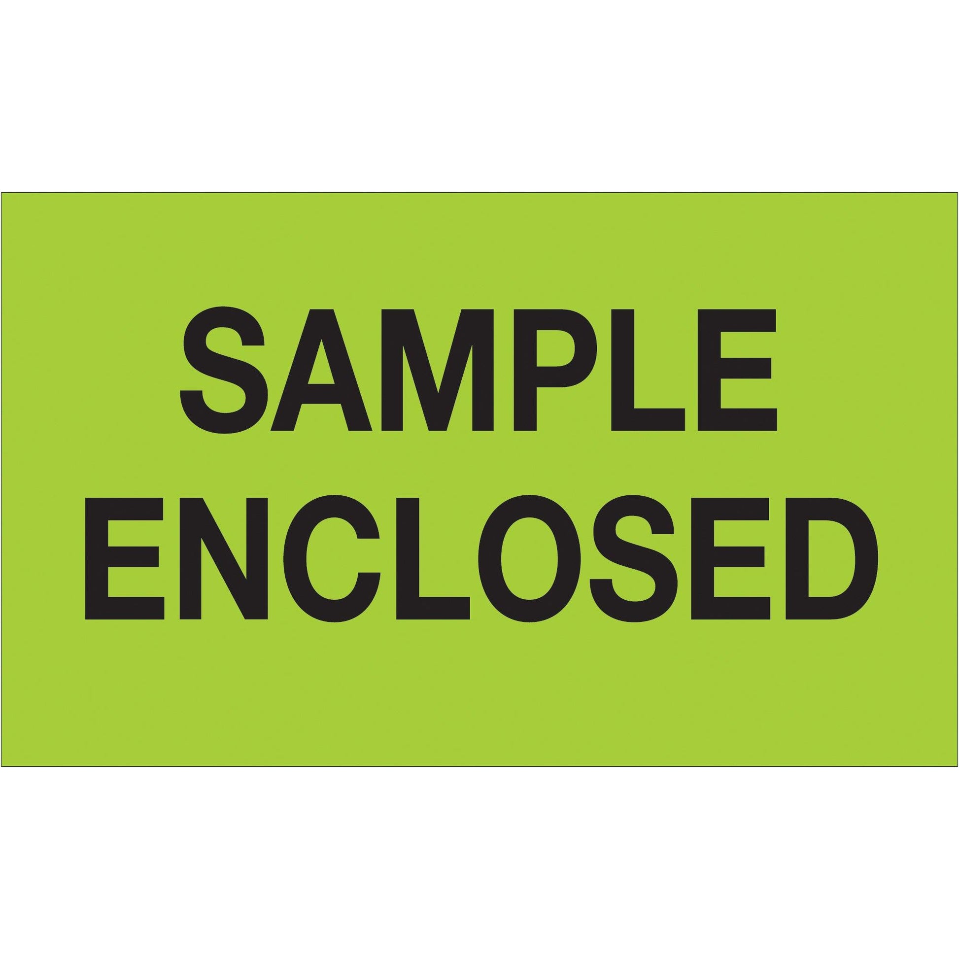 3 x 5" - "Sample Enclosed" (Fluorescent Green) Labels - DL1214