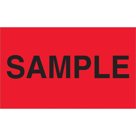 3 x 5" - "Sample" (Fluorescent Red) Labels - DL2781 Box Packaging Partner