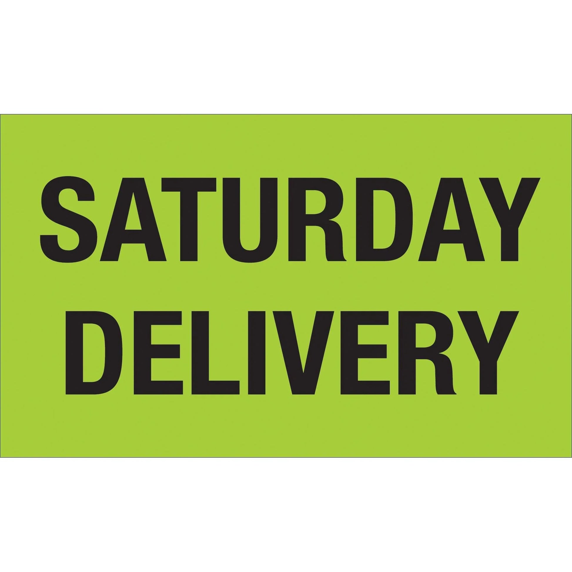 3 x 5" - "Saturday Delivery" (Fluorescent Green) Labels - DL3431 Box Packaging Partner