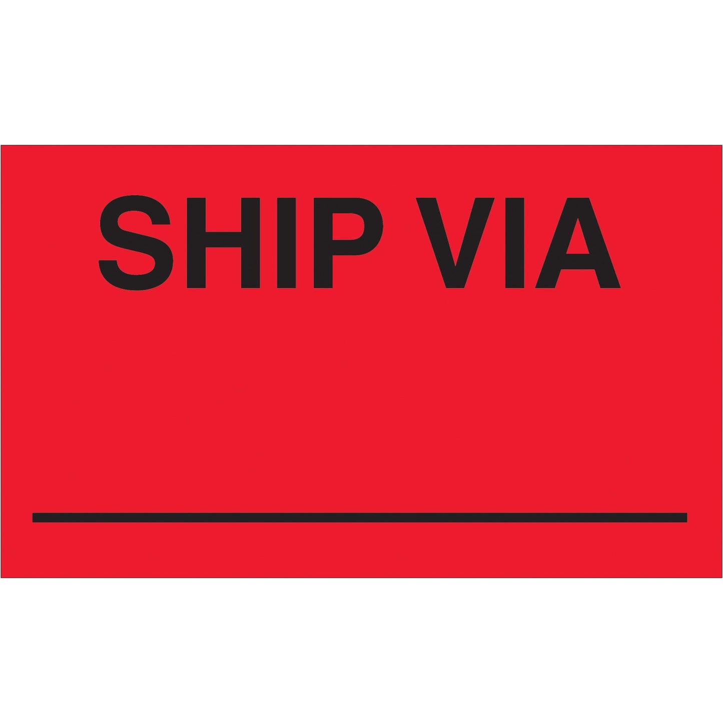 3 x 5" - "Ship Via" (Fluorescent Red) Labels - DL3541