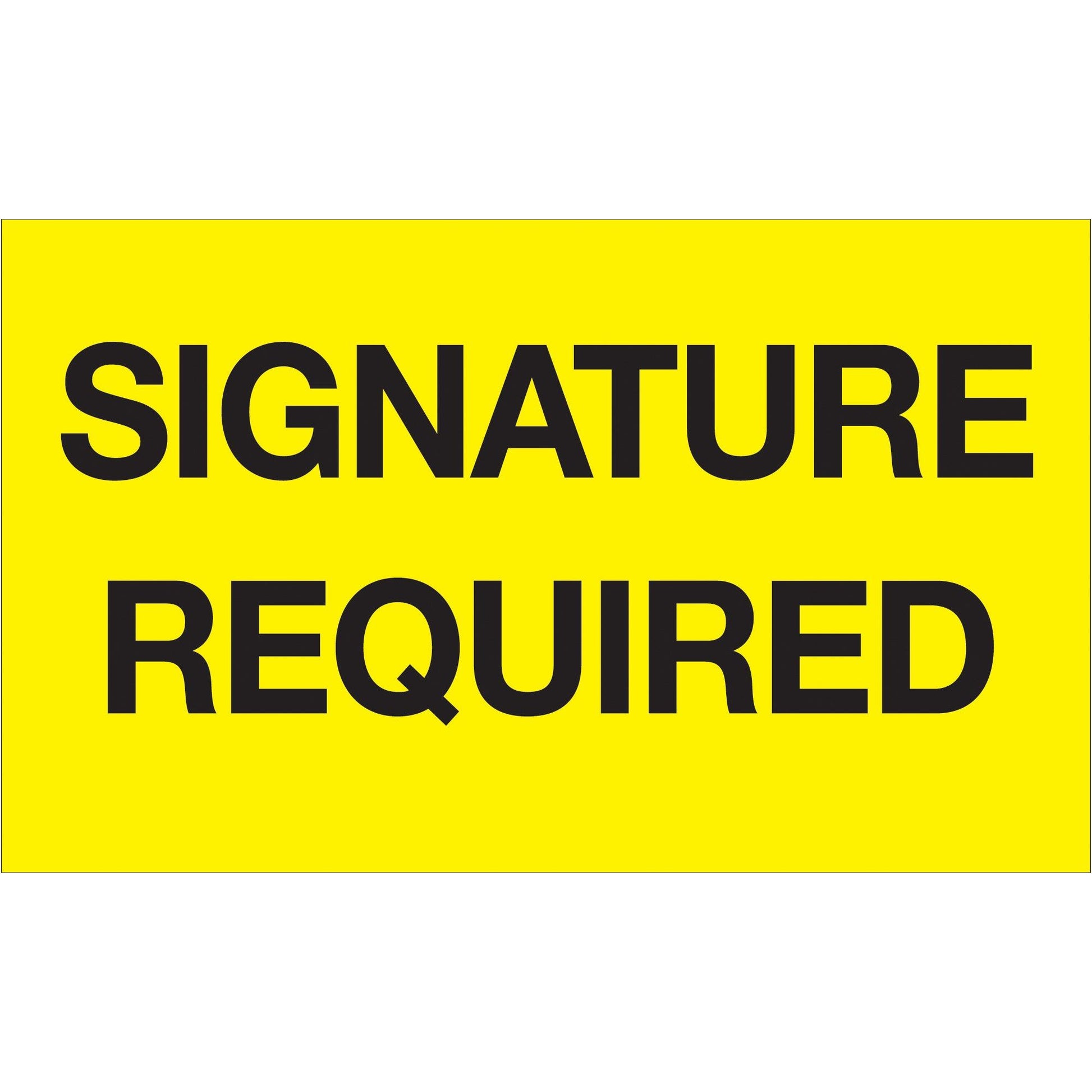 3 x 5" - "Signature Required" (Fluorescent Yellow) Labels - DL1218