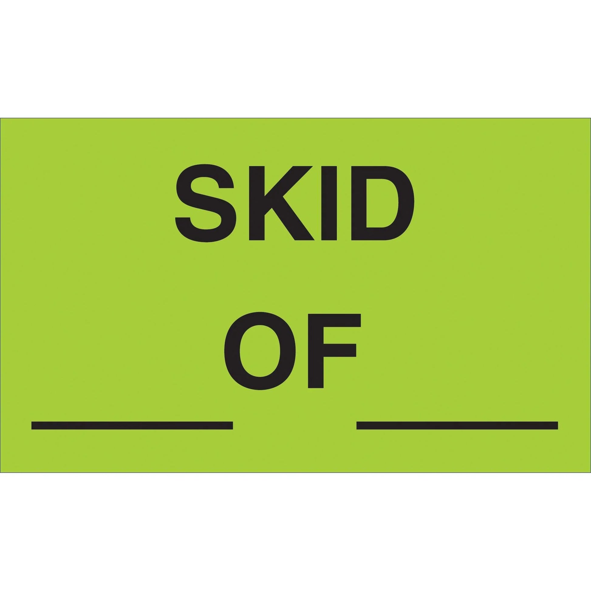 3 x 5" - " Skid __ of __" (Fluorescent Green) Labels - DL3371 Box Packaging Partner