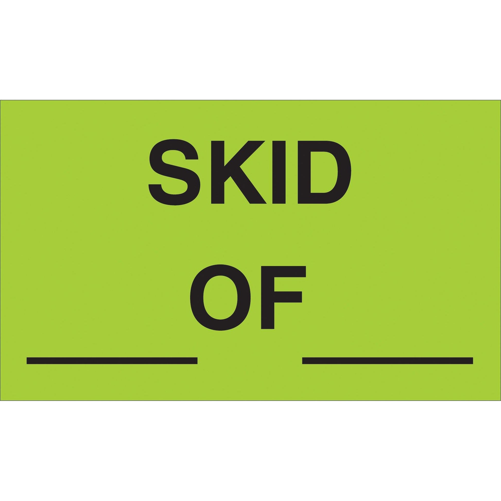 3 x 5" - " Skid __ of __" (Fluorescent Green) Labels - DL3371