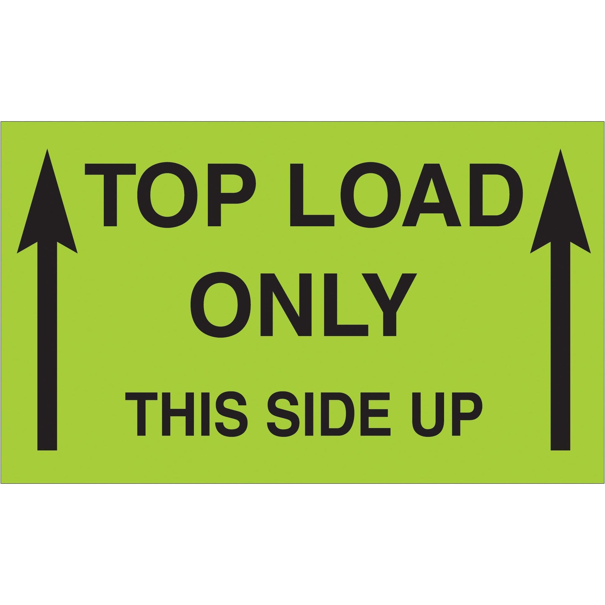 3 x 5" - "Top Load Only - This Side Up" (Fluorescent Green) Labels - DL2701