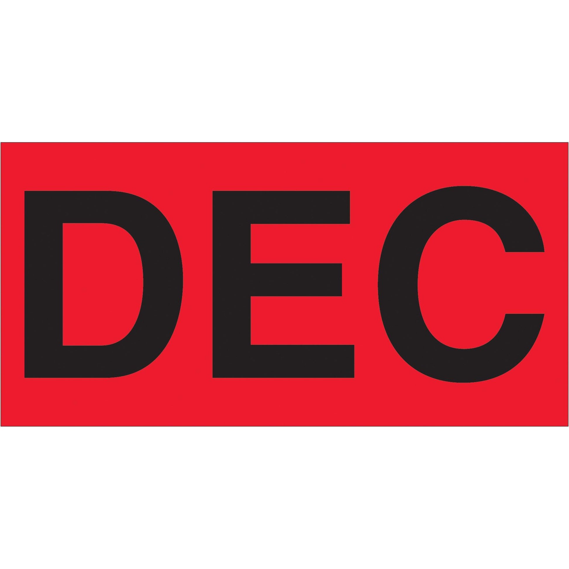 3 x 6" - "DEC" (Fluorescent Red) Months of the Year Labels - DL6922