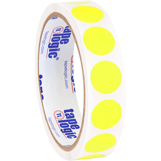 3/4" Circles - Fluorescent Yellow Removable Labels - DL1388FY