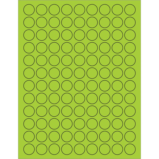3/4" Fluorescent Green Circle Laser Labels - LL190GN Box Packaging Partner
