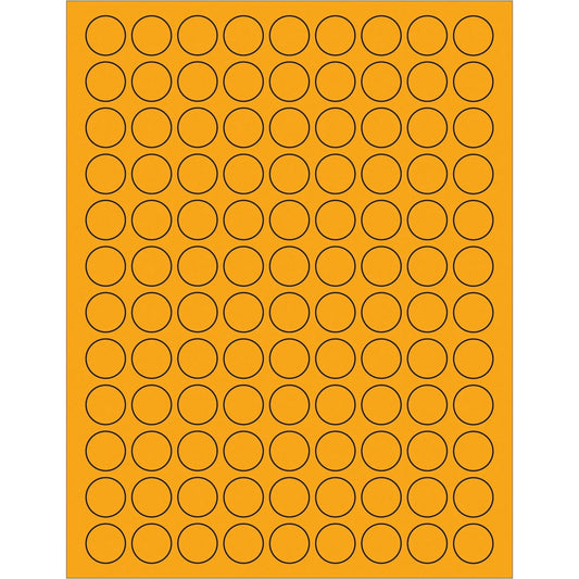 3/4" Fluorescent Orange Circle Laser Labels - LL190OR Box Packaging Partner