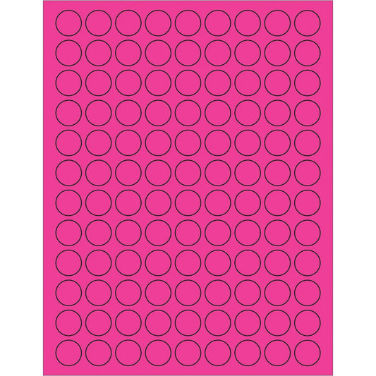 3/4" Fluorescent Pink Circle Laser Labels - LL190PK Box Packaging Partner