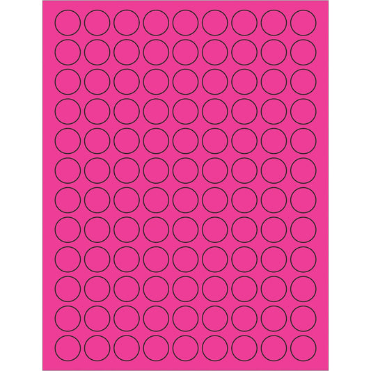 3/4" Fluorescent Pink Circle Laser Labels - LL190PK