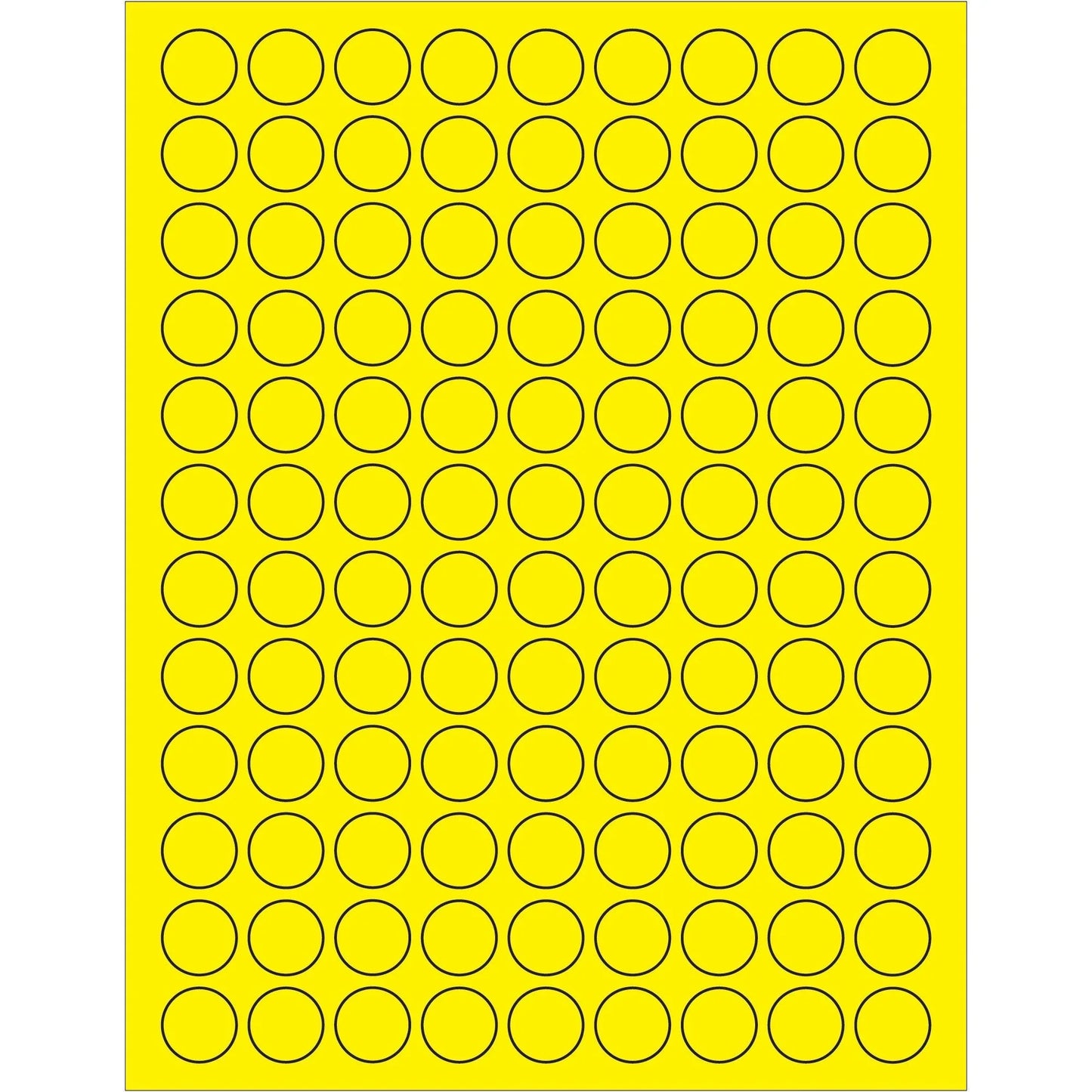 3/4" Fluorescent Yellow Circle Laser Labels - LL190YE Box Packaging Partner