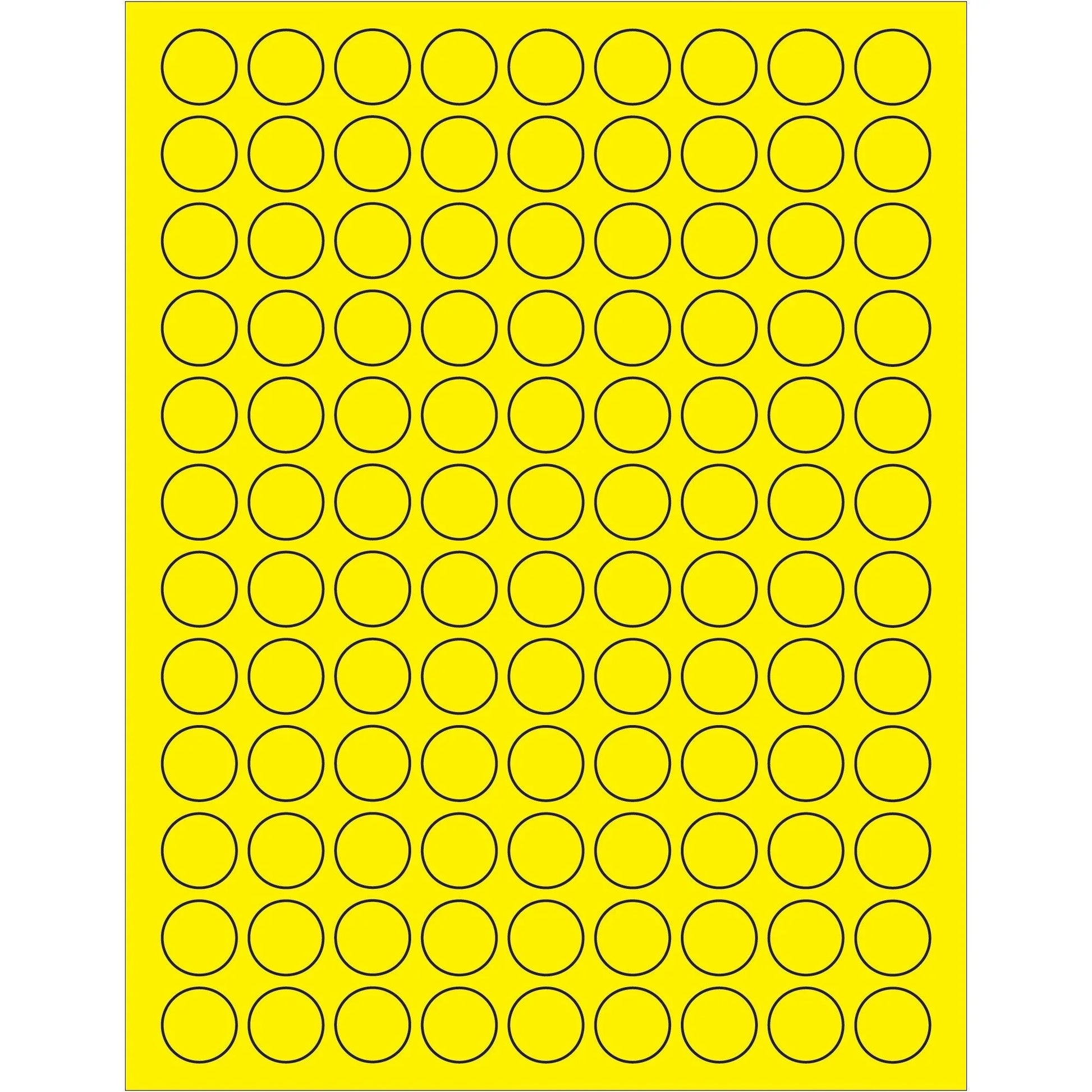 3/4" Fluorescent Yellow Circle Laser Labels - LL190YE Box Packaging Partner