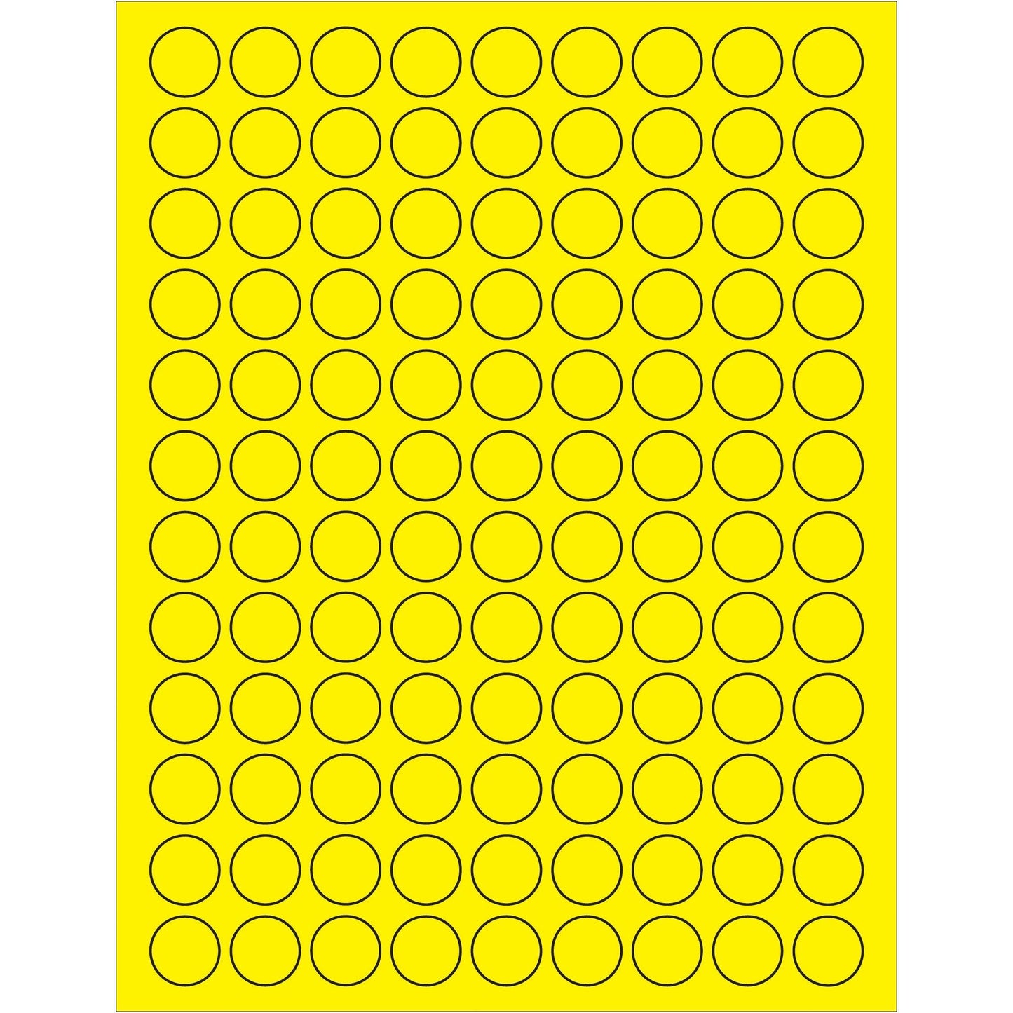 3/4" Fluorescent Yellow Circle Laser Labels - LL190YE