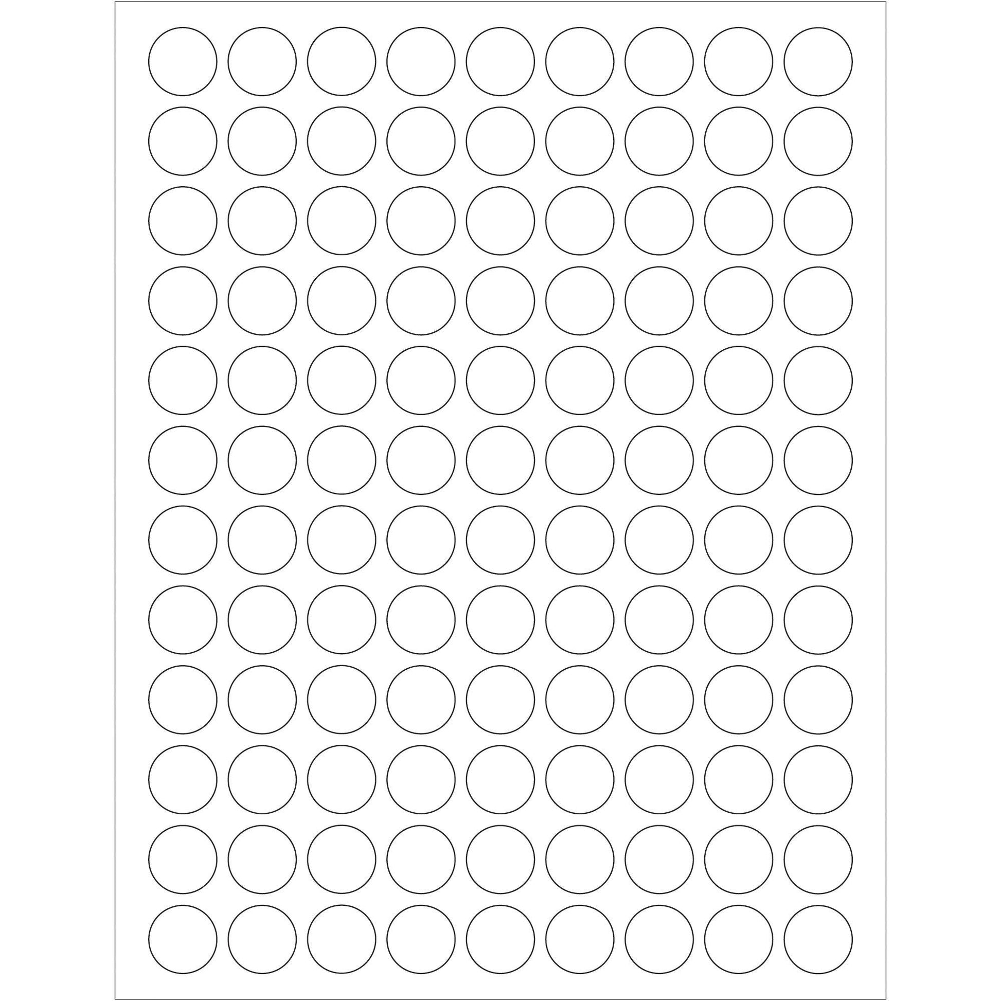 3/4" White Removable Circle Laser Labels - LL294