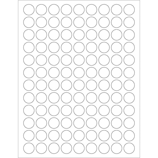 3/4" White Removable Circle Laser Labels - LL294