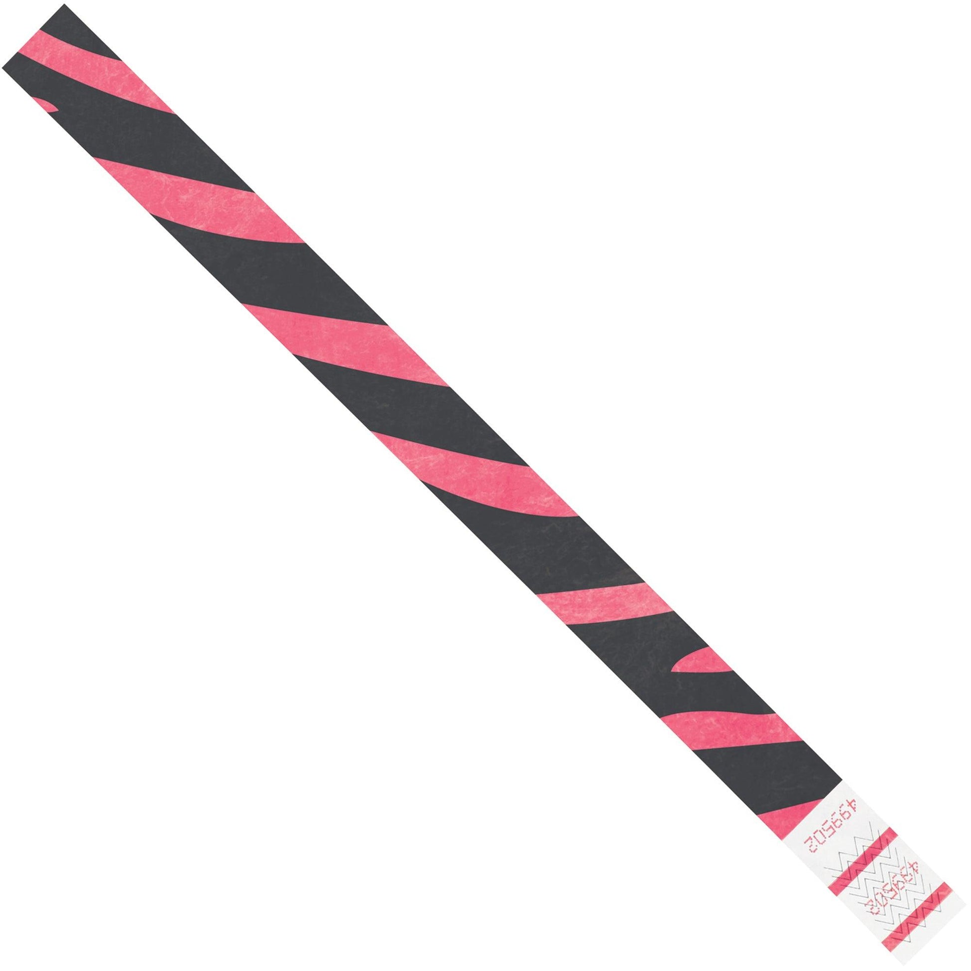 3/4 x 10" Pink Zebra Stripe Tyvek® Wristbands - WR108PK