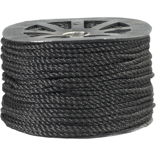 3/8", 2,450 lb, Black Twisted Polypropylene Rope - TWR106