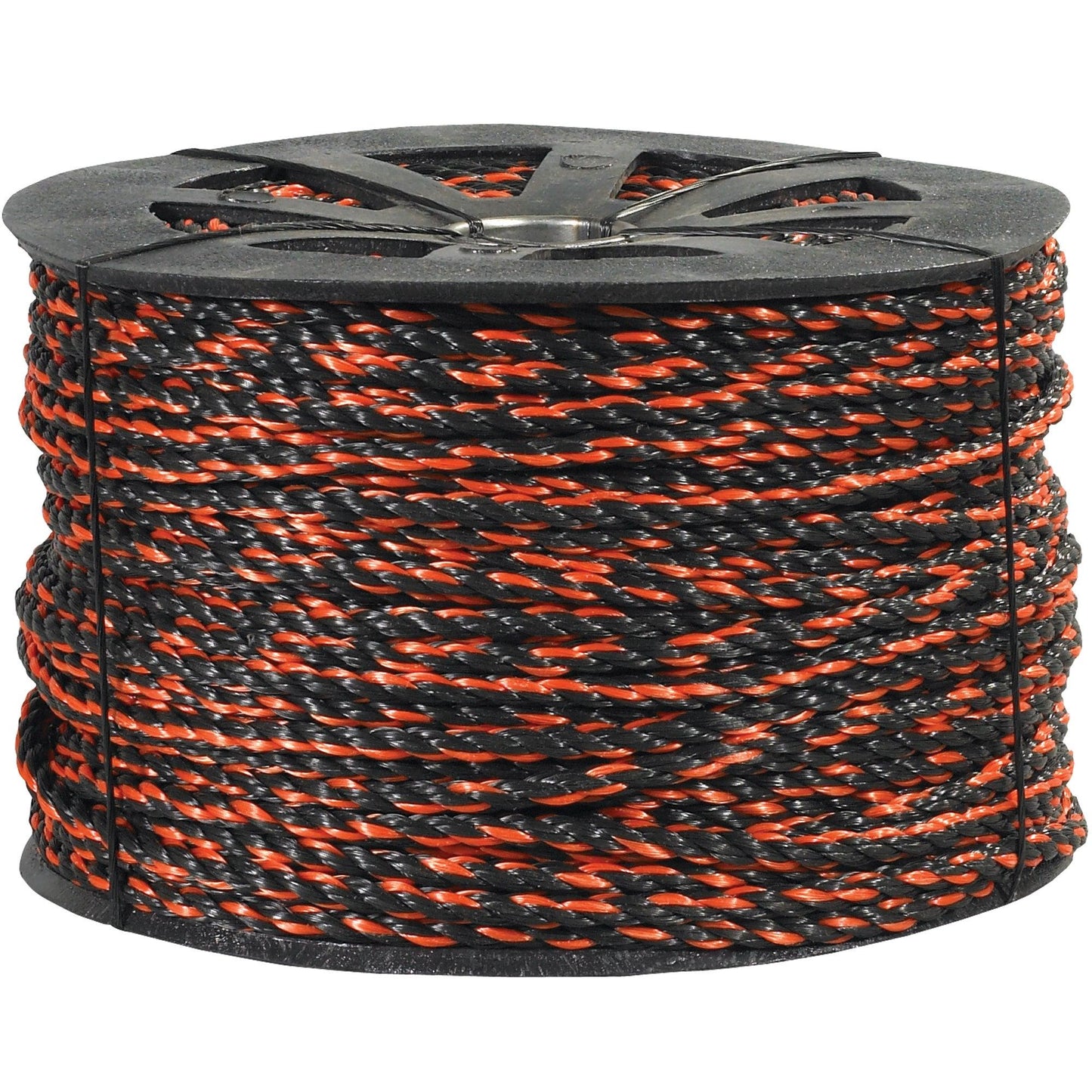 3/8", 2,450 lb, Black/Orange Twisted Polypropylene Rope - TWR112